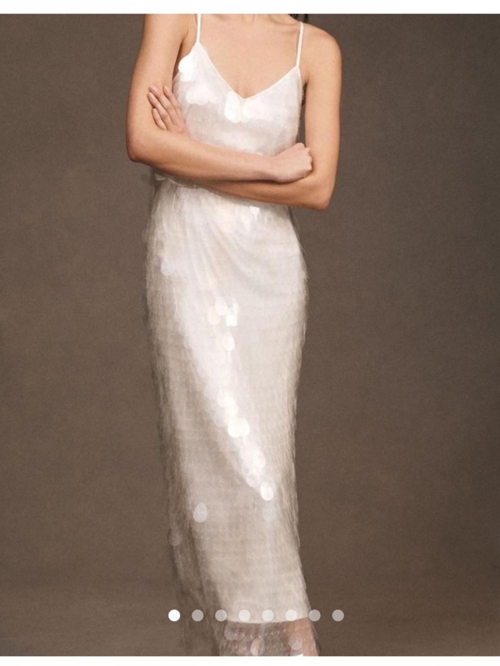 BHLDN Ivory Sequin Slip Midi Dress